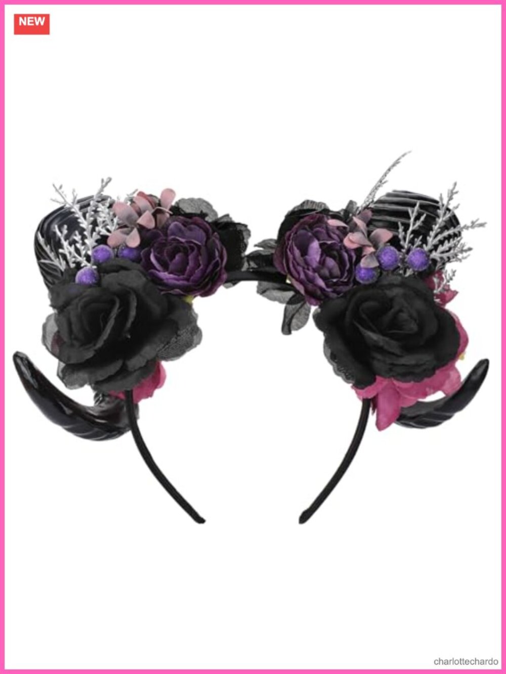 Detachable Sheep Horn Headband Floral Cosplay Costume Hair Accessory